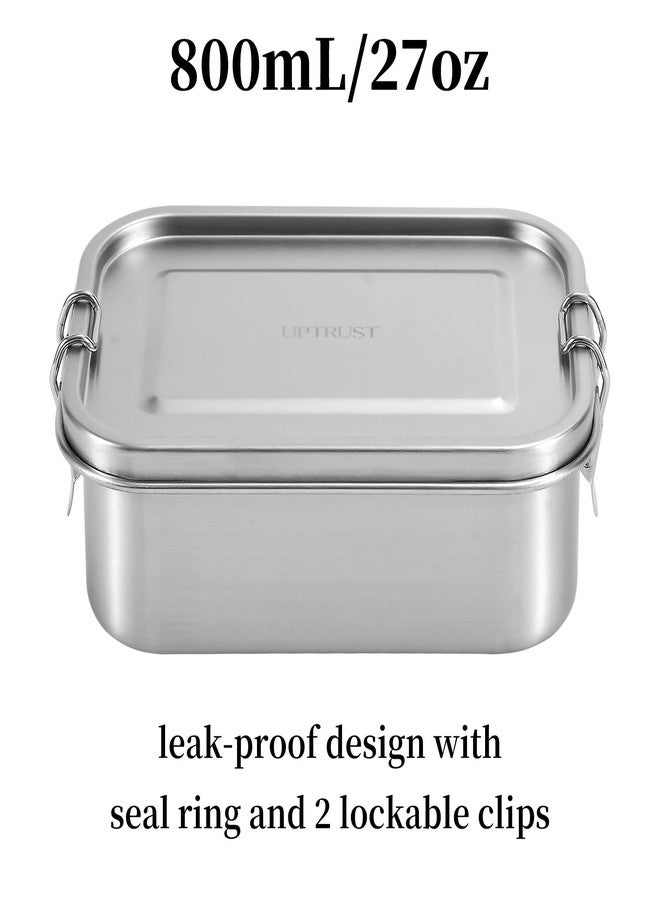 UPTRUST Stainless Steel Lunch Box, 800ML/27oz, Metal Bento Boxes with Lockable Clips t, Adjustable Divider included, Metal Lunch box for Travel & Work - Image 4